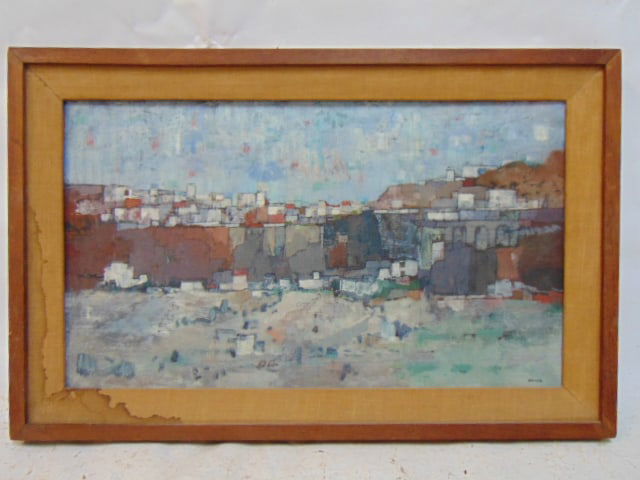 Painting, "Tuscan Landscape", John Heliker, oil on Masonite, with Kraushaar Galleries label, 12.75" (1 of 7)
