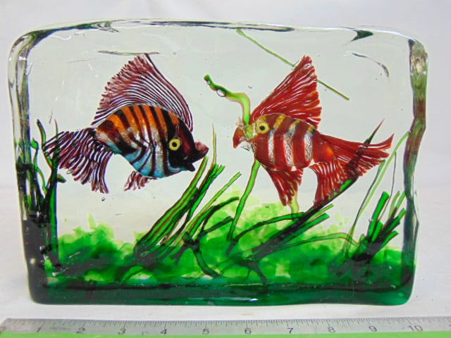 Murano art glass aquarium sculpture, 10.75" by 7.5", 2" deep, good condition (1 of 5)