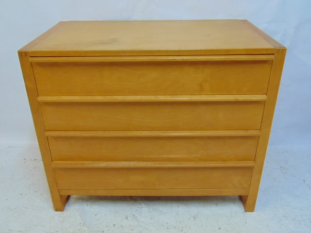Mid Century 4 drawer chest in maple, open sides, chest is 35.5" wide, 20.5" deep, height is 29.5", (1 of 5)