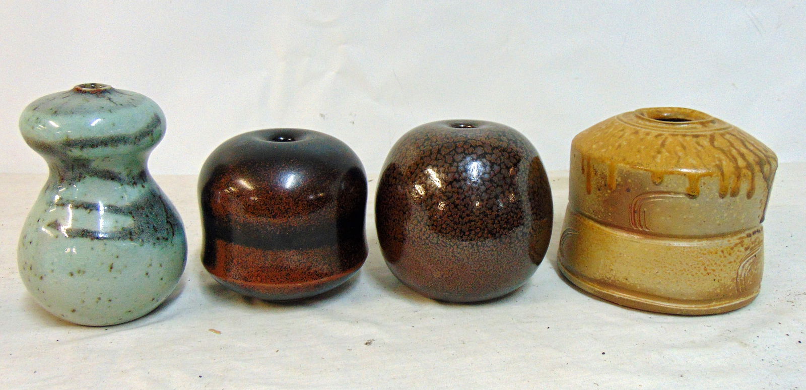 4 art pottery vases by Horst Kerstan, Kandern / Baden, German ceramics, includes grey gourd style (1 of 9)