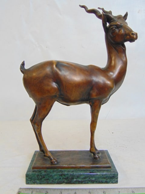 Bronze Antelope, Helen Jackson Brill, on marble base, 14" tall, base is 7" by 4" (1 of 5)