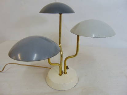 Gino Sarfatti for Knoll table lamp, original paint, painted metal shades, height is 10": Gino Sarfatti for Knoll table lamp, original paint, painted metal shades, height is 10"