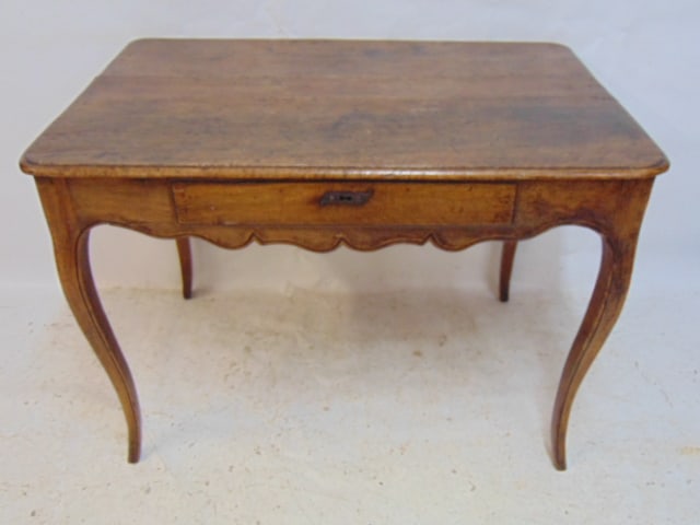 Antique French provincial single drawer table, top is 37.75" by 25.25", height is 27" (1 of 4)