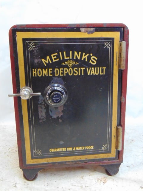 Early safe by Meilink's, Home Deposit Vault, combination, in original paint, door is open, we do not (1 of 8)