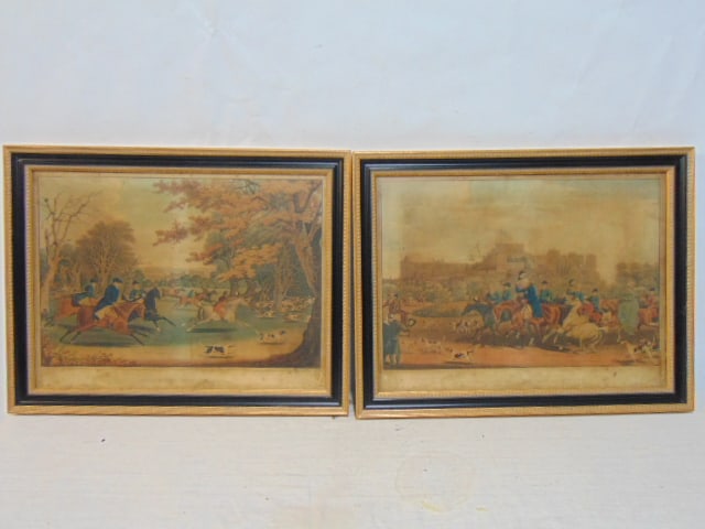 Pair hunt prints, "Royal Hunt in Windsor Park" & "His Majesty King Geo.III Returning from Hunting", (1 of 7)