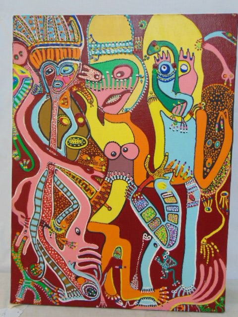 Painting, surreal figures, Louise Abrams, oil on canvas, 24" by 18" (1 of 4)