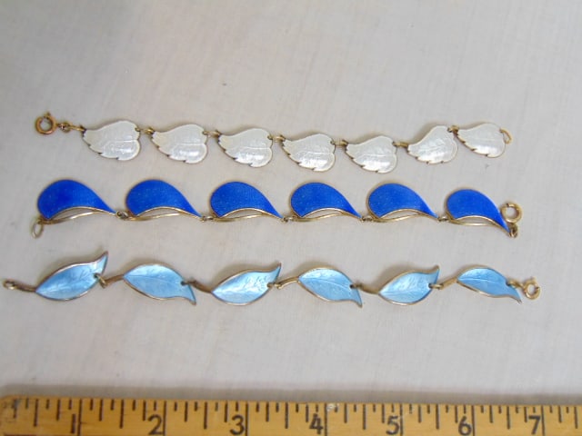 Jewelry. (3) sterling guilloche enamel bracelets (1 of 6)