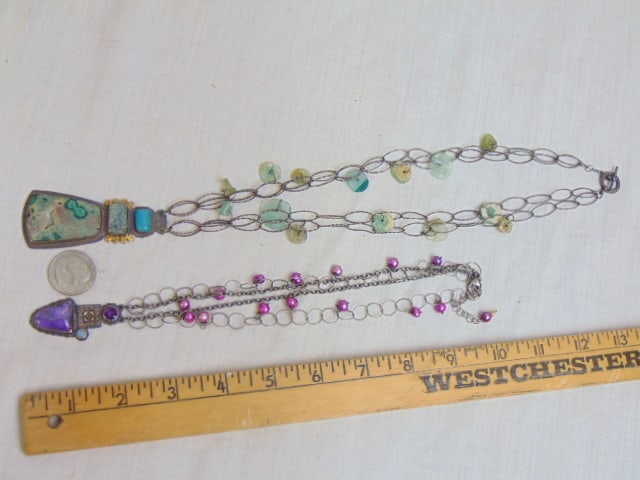 Jewelry. (2) Julie Shaw signed necklaces, hardstone, sterling & 22kt turquoise color necklace & (1 of 6)