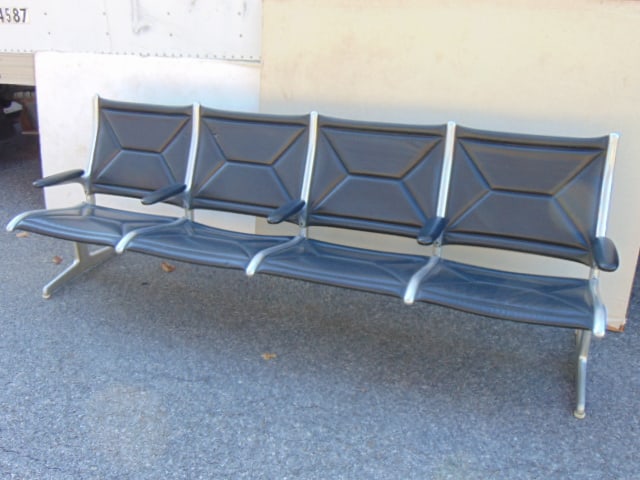 Eames airport lounge chairs, 4 seats in one unit, Mid Century Modern, from JFK (1 of 9)