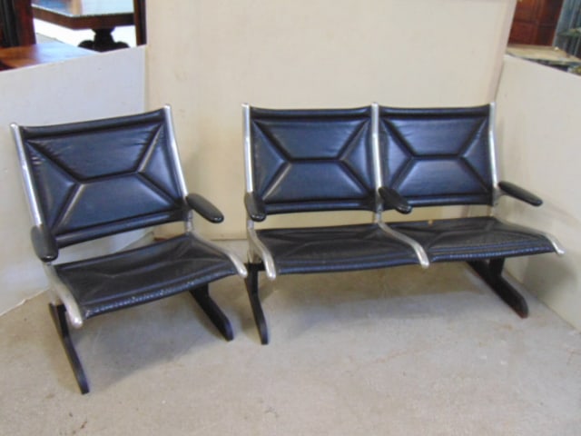 Eames airport lounge chairs, single & double chair, Mid Century Modern, from JFK (1 of 7)