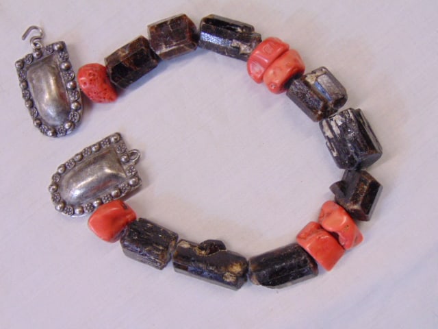 Jewelry. Huge Garnet & Coral necklace w/ ethnic clasp, 18" length: Jewelry. Huge Garnet & Coral necklace w/ ethnic clasp, 18" length