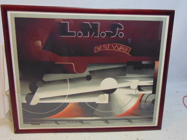 Large poster, Adolphe Mouron-Cassandre, L.M.S. Best Way, L.M.S. Copyright 85, printed in France,: Large poster, Adolphe Mouron-Cassandre, L.M.S. Best Way, L.M.S. Copyright 85, printed in France, 35.75" by 45"