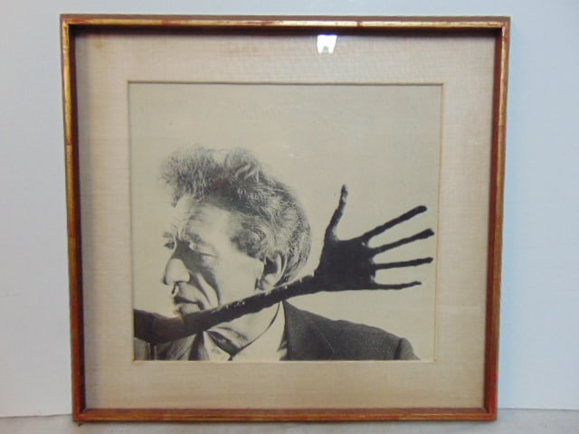 Photographic print, Alberto Giacometti, sculpted bronze arm, Loomis Dean for for Life Magazine: Photographic print, Alberto Giacometti, with sculpted bronze arm, by Loomis Dean used for Life Magazine 1964,9.25" by 10.25".NOTE, this was originally presented as a true photograph, however viewed th