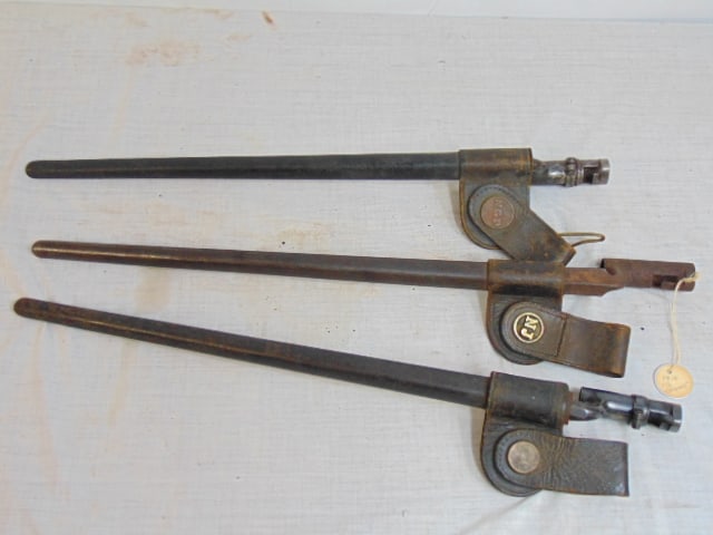 3 militia bayonets with metal scabbards, includes NGP National Guard Penn, NJ, New Jersey & one: 3 militia bayonets with metal scabbards, includes NGP National Guard Penn, NJ, New Jersey & one unmarked