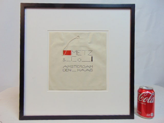 Metz & Co Department store shopping bag, "de Stijl", Bart van der Leek original, Amsterdam-Den Haag,: Metz & Co Department store shopping bag, "de Stijl", Bart van der Leek original, Amsterdam-Den Haag, framed.
