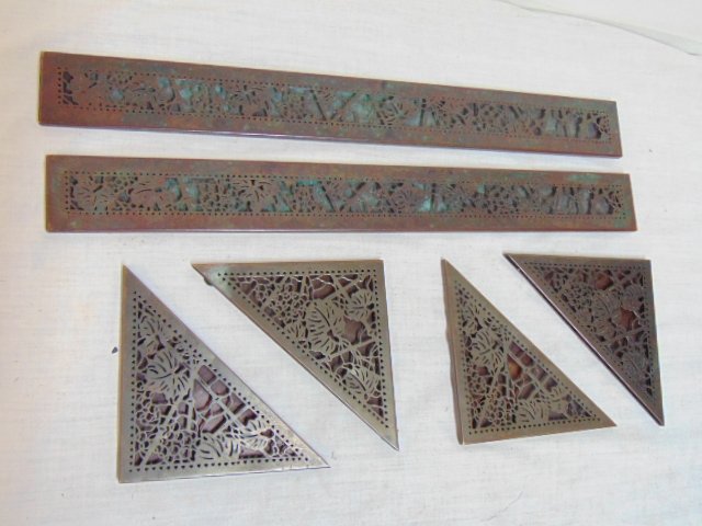 Tiffany Studios blotter corners & ends, grape pattern, ends are 19", corners are 5.75" by 5.75": Tiffany Studios blotter corners & ends, grape pattern, ends are 19", corners are 5.75" by 5.75"