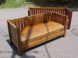 Pair L&JG box settees: Pair L&JG box settees