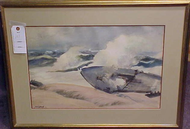 Watercolor, seascape, sgd. John Whorf: Watercolor, seascape, sgd. John Whorf, 13.75" by 21"