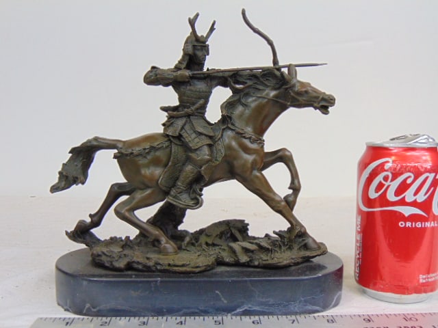 Bronze, Samurai archer on horseback, Kamiko, European Bronze Finery, 7" by 9" (1 of 5)