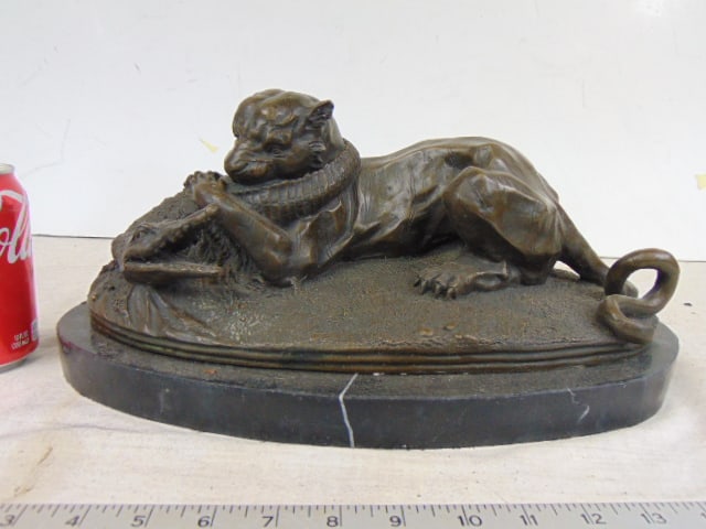 Bronze, lion fighting crocodile, Barye (?), for European Bronze Finery, 15" by 5.5" (1 of 6)