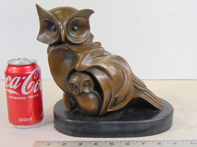 Bronze, two owls, Barye, European Bronze Finery, 7.5" by 10" (1 of 4)