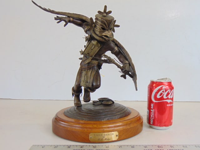 Bronze, "Eagle Dancer", signed Randall P. Hodge, edition 2/25, 10" by 9" (1 of 7)