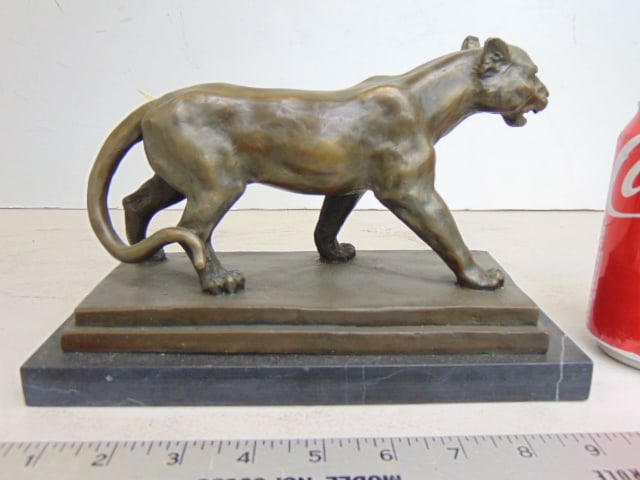 Bronze Lion, Barye, on marble base, 8.5" by 5.5" (1 of 4)