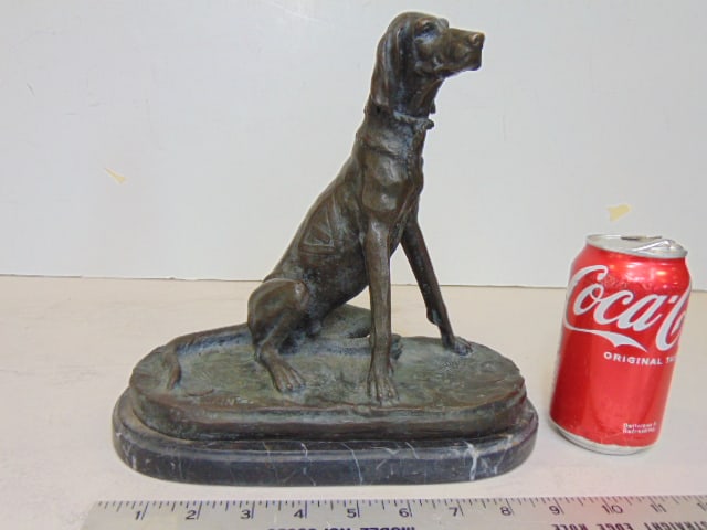 Bronze, Hunting Dog, A. Cain, European Bronze Finery, 9.5" by 9": Bronze, Hunting Dog, A. Cain, European Bronze Finery, 9.5" by 9"