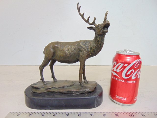 Bronze, deer, Barye, European Bronze Finery, stone base, 8" wide, height 9.75": Bronze, deer, Barye, European Bronze Finery, stone base, 8" wide, height 9.75". Sizes are approximate.