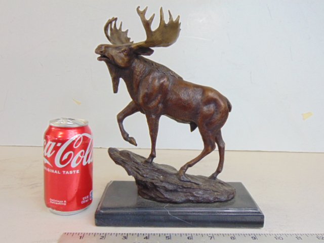 Bronze moose, J. Moigniez, base 8.25" by 4", height is 10.5" (1 of 5)