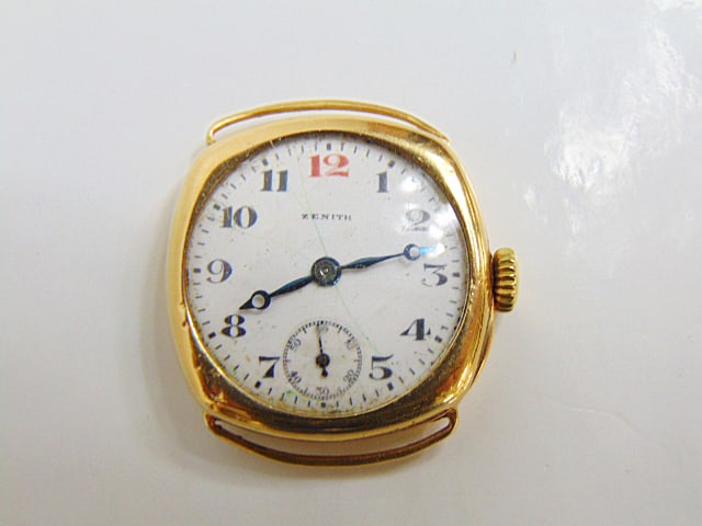 Jewelry. 18kt Vintage Zenith watch face. serial no. 182692. 14.88 grams. porcelain face as is, (1 of 4)