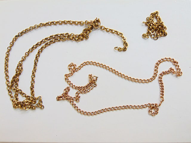 Jewelry. (1) 14kt GOLD chain/necklace, hallmark 585, 9 7/8" length, 15.85 grams. (1) 14kt hallmark 5 (1 of 3)