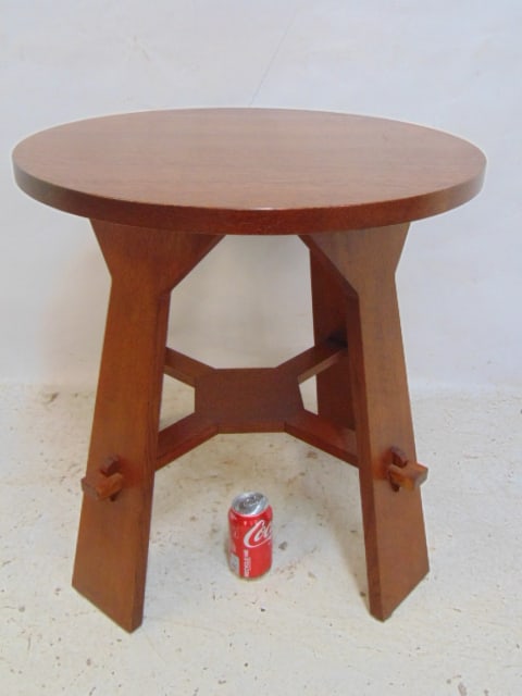 Round tabourette arts & crafts stand, Gustav Stickley design, top is 24", height is 24" Stickley (1 of 4)