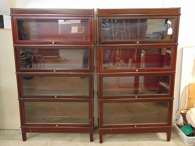 Pair mahogany stack barrister bookcases, 4 stacks each, plus top & bottom, height, as shown is 61.5" (1 of 5)