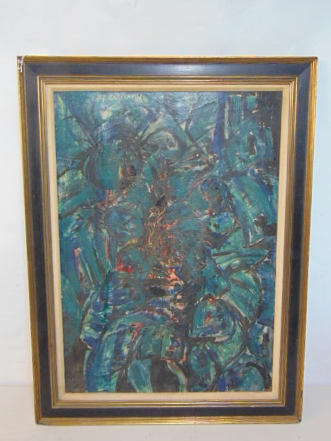 Painting, abstract, illegibly signed, Jef...1961 , oil on wood panel, 27.5" by 19.75" (1 of 5)
