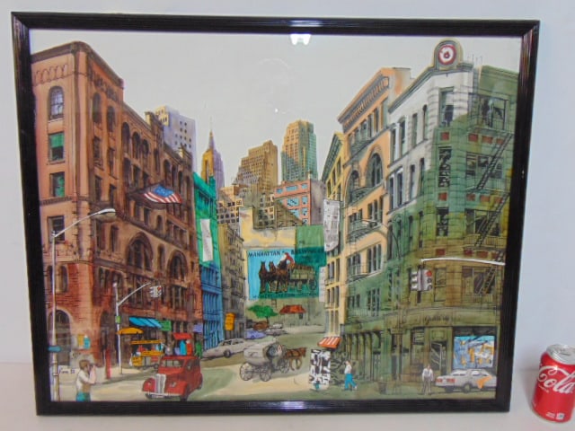 Giclee, midtown Manhattan, "Pierre '88", showing museum of Holography, the Manhattan Brewing (1 of 4)