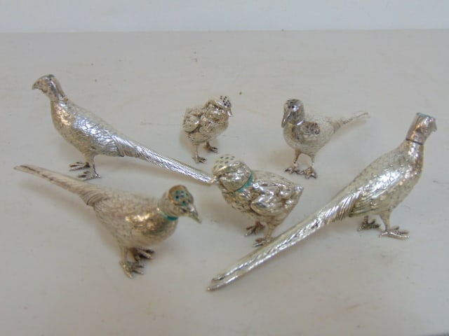3 pair silver bird shaped salt & peppers, '800 silver, 9 troy (1 of 5)