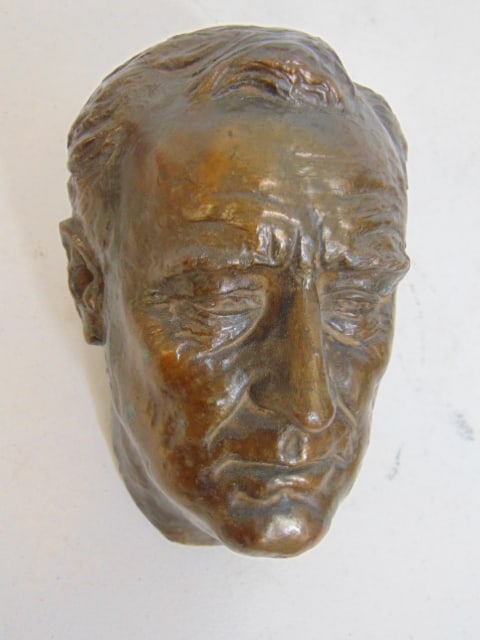 Bronze head of FDR, Davidson, Wash. 1934, A.C. Rehberger Co, Chicago, 6": Bronze head of FDR, Davidson, Wash. 1934, A.C. Rehberger Co, Chicago, 6"