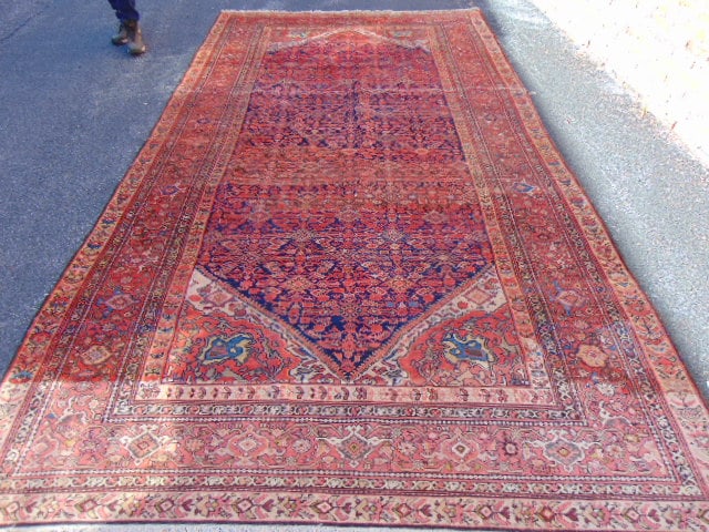 Persian carpet, in red, rug is 172" by 88", some wear. (1 of 5)