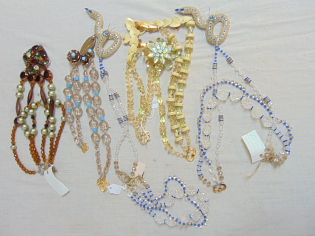 Costume jewelry necklaces w/ two rhinestone snake pins & other (1 of 4)