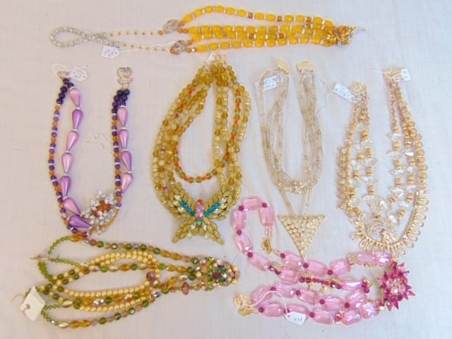 Costume Jewelry Vintage rhinestone pins & other newer material used to make necklaces. Sumaris The (1 of 5)