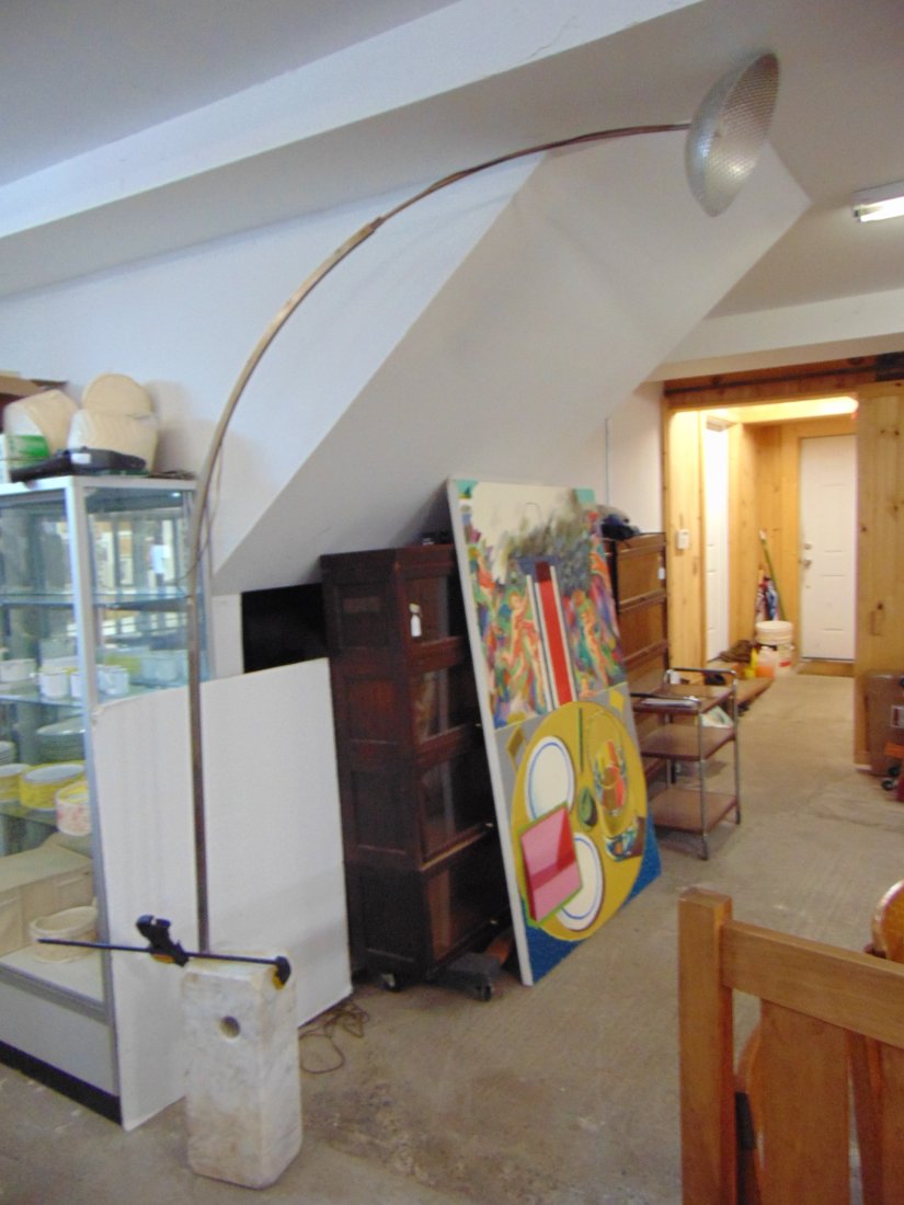 Mid Century floor lamp, Arco style with heavy white marble block base (1 of 5)