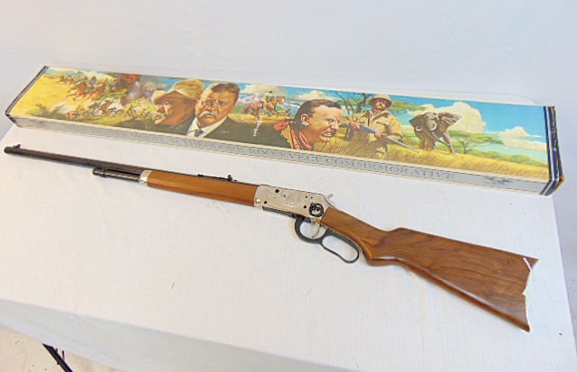 Theodore Roosevelt Winchester 94 30-30 26th President Commemorative gun with original box. NOTE all: Theodore Roosevelt Winchester 94 30-30 26th President Commemorative gun with original box. NOTE all rifles other than black powder are subject to FFL background check, shipping and background checks a