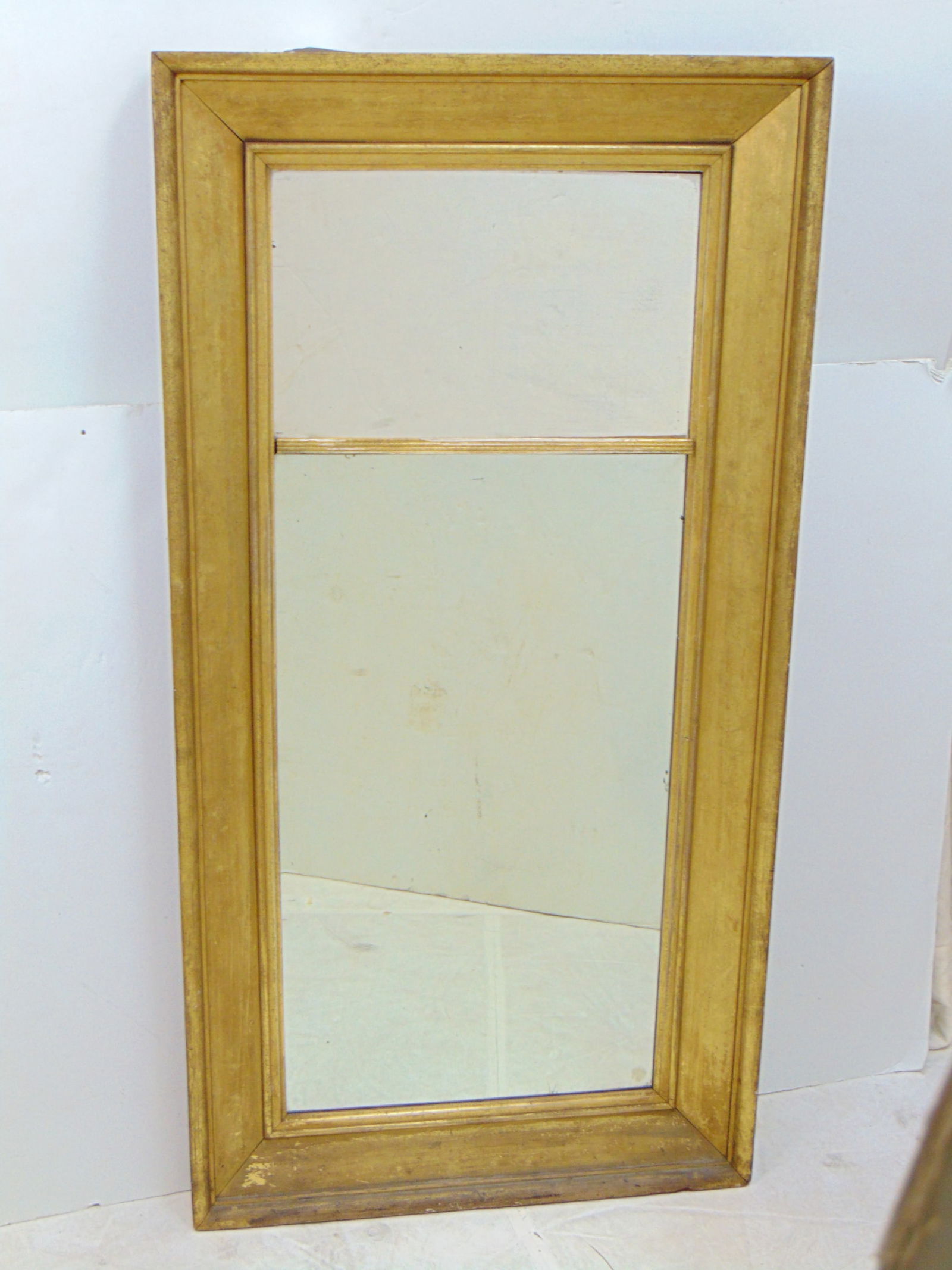 Antique two panel mirror in original gold frame, mirror is 49" by 25", center strip loose on one (1 of 6)