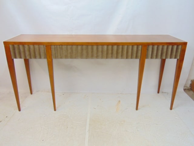 3 drawer console or sofa table by Baker, with silvered drawers, sides, table is 72" by 18", height (1 of 5)