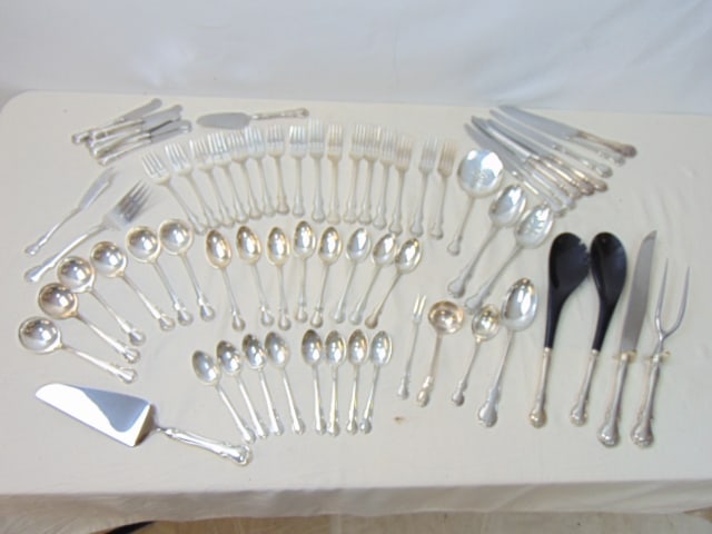Lot sterling flatware Towle "French Provincial" Pattern, 8 dinner forks, 8 lunch forks, 6 soup (1 of 8)
