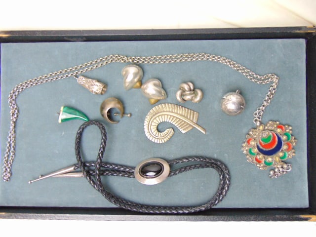 Sterling Jewelry & other, misc lot of items & jewelry. Sterling ball pendant coin holder, Georg (1 of 5)