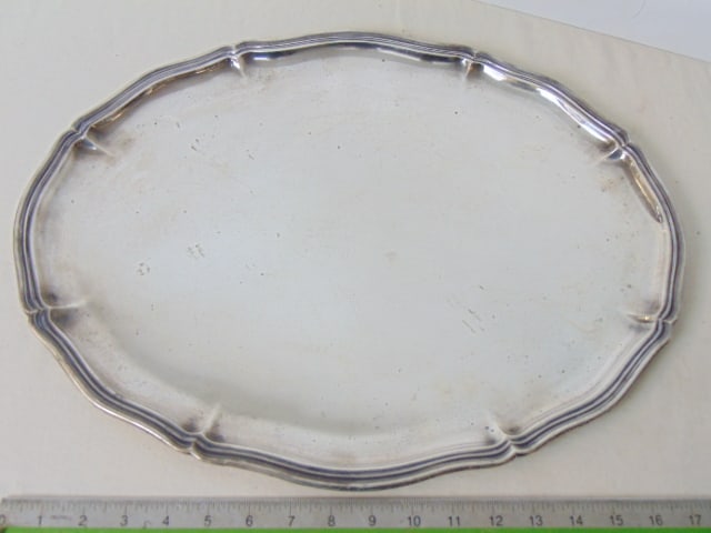 Silver tray, marked 835 with a horse mark, tray is 15.5" by 19.5", 44 troy (1 of 4)