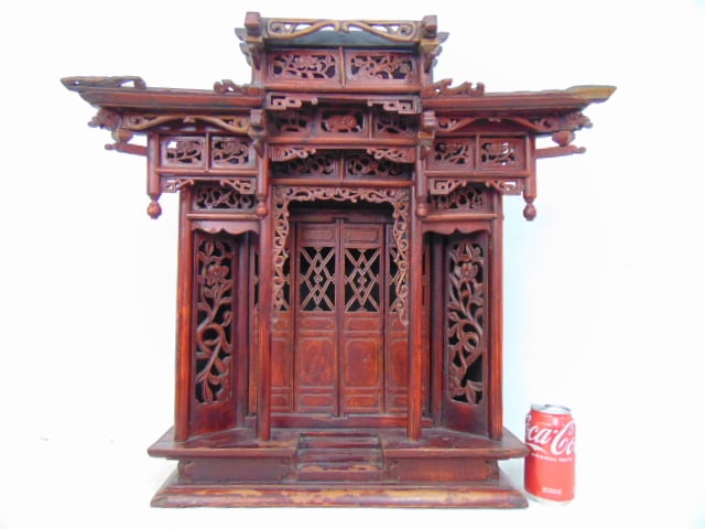 Japanese altar or shrine, red paint, shrine is 26" wide, 14.25" deep, height is 24": Japanese altar or shrine, red paint, shrine is 26" wide, 14.25" deep, height is 24"