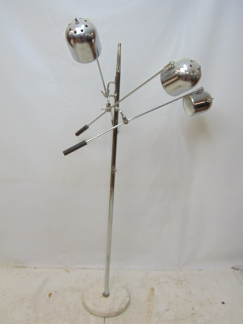 Chrome floor lamp with marble base, 3 adjustable arms, sockets loose, see images, height is 60" (1 of 6)